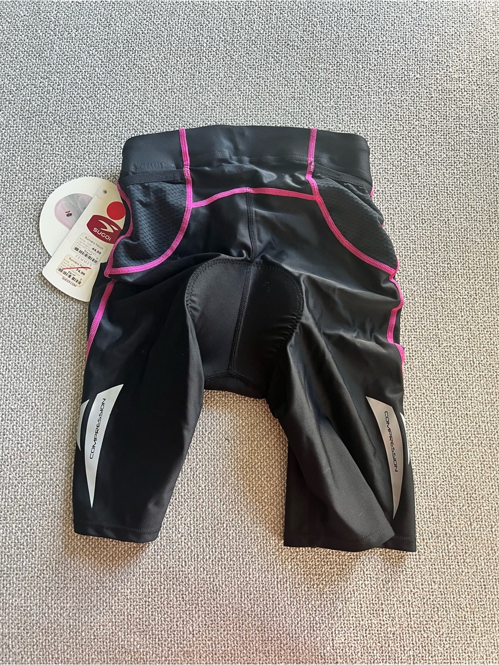 SUGOI Black Cycling Bike Shorts with Pink Trim - Picture 2 of 5